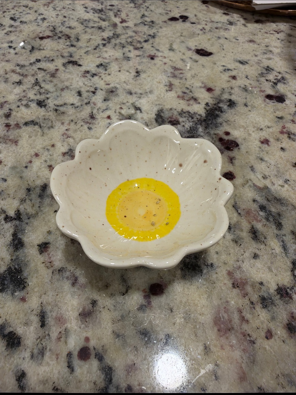 Handcrafted Cream Floral Ceramic Trinket Dish